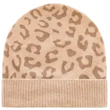 Zwilling Zwillingsherz Strickmütze, mit modernem Leopardenmuster, beige