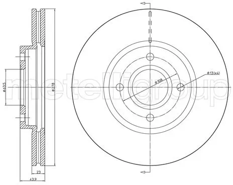 METELLI Bremsscheibe 231490c belüftet 278mm 23mm für Ford