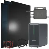 SUNNIVA® 1840W Balkonkraftwerk mit 2,24 kWh Speicher Marstek B2500-D, BIFAZIAL FULLBLACK komplett Steckdose, PV Solaranlage Komplettset mit Solarspeicher, 4x 460W N-Type Glas-Glas Bifacial Module