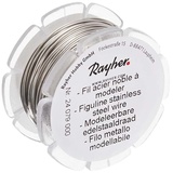 Rayher HOBBY 24079000 Edelstahldraht, Modellierdraht, 0,5 mmø, Spule 10 m, zum Basteln und Modellieren von Schmuckteilen, Drahtskulpturen, rostfrei, Silber