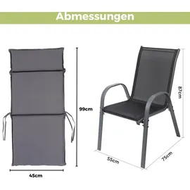 Albatros Kuba Gartenstuhl 55 x 60 x 90 cm grau 2 St.