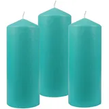 HS Candle Stumpenkerzen Ø8cm 3er Pack Türkis