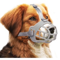 OHCOZZY Maulkorb für Hunde, Silikon-Korb Hund Maulkörbe für kleine, mittlere und große Hunde mit verstellbaren Riemen (Größe 6, Grau)