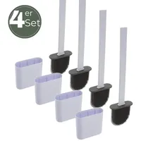 GarPet Klobürste Silikon weiß 4x Set Wandmontage Silikon Toilettenbürste WC Bürste Klobürstenhalter ohne bohren WC Bürstengarnitur WC Bürsten & Halter