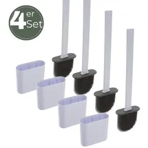 GarPet Klobürste Silikon weiß 4x Set Wandmontage Silikon Toilettenbürste WC Bürste Klobürstenhalter ohne bohren WC Bürstengarnitur WC Bürsten & Halter