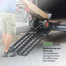 Baumarktplus TRUTZHOLM 2 x Auffahrrampe klappbar 180 cm Traglast 680 kg Alu schwarz geriffelte Einzelstäbe Verladerampe