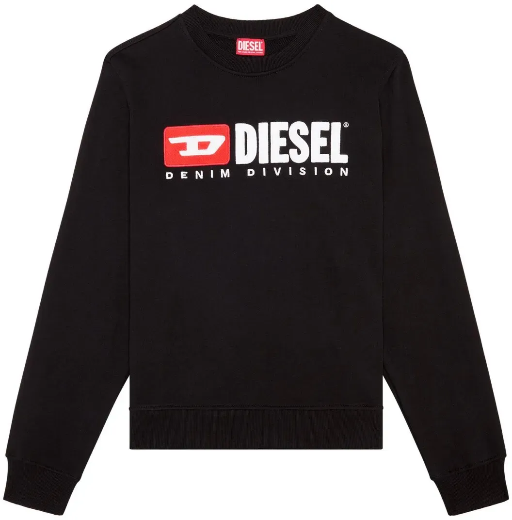 DIESEL Herren Sweatshirt - S-BOXT-DIV SWEAT-SHIRT, Rundhals, Logo, Baumwolle Schwarz S