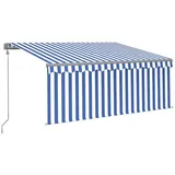 vidaXL Markise Automatisch mit Rollo LED Windsensor 3x2,5m Blau Weiß