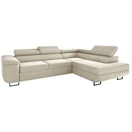 kaiser möbel Ecksofa mit schlaffunktion und bettkasten Eckcouch L-Form ATOMIC stoff Poso Rechts Beige - Beige