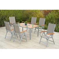 Merxx Naxos Garten-Essgruppe 7-tlg. Tisch 150 x 90 cm grau/silber