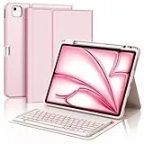 IVEOPPE Tastatur für iPad Air 13 2024 (M2), Hülle mit Tastatur für iPad Air 13", Magnetisch 7-Farbige Beleuchtung Bluetooth QWERTZ Tastatur für iPad Air 13 Zoll (M2) 2024, Rosa