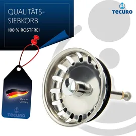 tecuro Siebkorb Ø 54 mm mit Metall-Führungsstange 8 mm und Höhenverstellung Farbe Silber