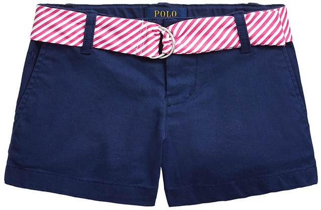 Polo Ralph Lauren - Chino-Shorts FLAT FRONT GIRL mit Gürtel in navy, Gr.104