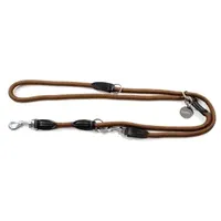 LIONTO verstellbare Hundeleine, Doppelleine braun