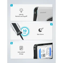 GRAUGEAR G-3501-A-10G (8 TB), Externe Festplatte für PS4/PS5 USB-C/USB-A