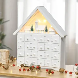 Homcom Adventskalender mit LED Lichtern und kleinem Dorf