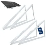 NuaSol 4x PV Halterung für Solarpanel Aufständerung bis 118 cm Flachdach PV Solarmodul | Dreieck-Solarpaneel-Halterung Verstellbar 0-90° | Aluminium | inkl. Montagematerial für 2 Solarpanele | Silber