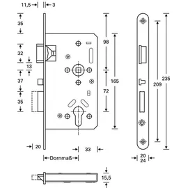 SSF Panik-Einsteckschloss Ser.20 APK Fkt.E rd 24/65/72/9mm DIN li.VA selbstverr.SSF