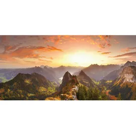 Euroart Wandbild 55 x 115 cm, Swiss Alps III Holz, Orange