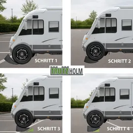 Trutzholm 2x Auffahrkeil 2-teilig bis 13,5 t Höhenausgleichsrampe für PKW, SUV, Wohnmobil mit Unterlegmatte