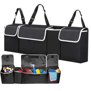 BCENG Kofferraum Organizer 4 Taschen Großes Fassungsvermögen Kofferraumtasche Auto Kofferraum Organizer Rücksitz Kofferraumtasche Aufbewahrungsbox Mehrere Fächer Auto Organizer Kofferraum für SUV
