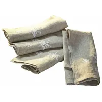 Loberon Serviette 4er Set Ruspi Schneeflocken-Stickerei, Festliche Tischdekoration, Strapazierfähig,