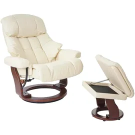 MCA Furniture Relaxsessel Windsor XXL Leder 97 x 112 x 88 cm creme mit Hocker