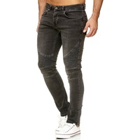 Slim-fit-Jeans 16517 in cooler Biker-Optik schwarz