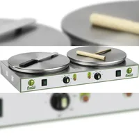 FIMAR Doppel-Crepes-Kocher aus Edelstahl, Modell CRP2N, mit rutschfesten Gusseisenplatten ø 35 cm