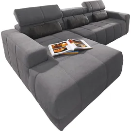 DOMO collection Ecksofa DOMO COLLECTION "BRANDON 289x177 cm, belastbar bis 140 kg/Sitz, L-Form", grau (dunkelgrau), B:289cm H:80cm T:175cm, Luxus-Microfaser in Antikleder-Optik (100% Polyester);Luxus-Microfaser (100% Polyester);Kunstleder SOFTLUX, Sofas, Ecksofa, ohne