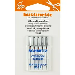 buttinette Overlock-Nähmaschinennadeln "Jersey", Stärke: 80, 5 Stück
