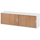 bümö Lowboard, Weiß, Nussbaum, Holzwerkstoff, Nussbaum, 2 Fächer, Rechteckig, 160x52x40 cm, FSC Mix, Arbeitszimmer, Aktenschränke