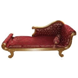 Casa Padrino Chaiselongue Barock Chaiselongue Modell XXL Bordeaux Rot Muster / Gold- Antik Stil – Recamiere Wohnzimmer Möbel