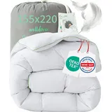 welldora Komfort Bettdecke 155x220 Winter | 100% Extraweiche Federn & Daunen | Allergiker | Dicke extrawarme Winterdecke Daunendecke,