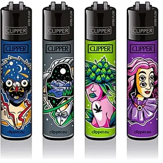 Clipper® Feuerzeuge - 4er Sets -neuste Kollektion Surreal 2 + 1x Dhobia Clipper Feuerzeug LMC51