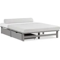Homestyle4u Holzbett Grau, Kiefer, 140x200 cm Schlafzimmer, Betten