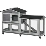 PawHut Kleintierstall mit Rollen Asphaltdach Stahl Grau 157,4 x 53 x 99,5 cm