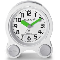 TalkJoy Profi Sprechende Uhr Funkuhr Tischuhr mit 5 Alarm Wecker Zeitansage und Datum Funkwecker LAUT & Beleuchtung große Zahlen für Senioren/Sehbehinderte
