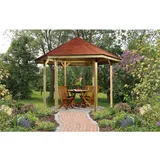 Weka Pavillon 656 Gr.1 mit Roten Dachschindeln 326 cm x 376 cm