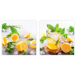 EUROART Glasbild 2tlg. Fresh lemonade Glas Gelb
