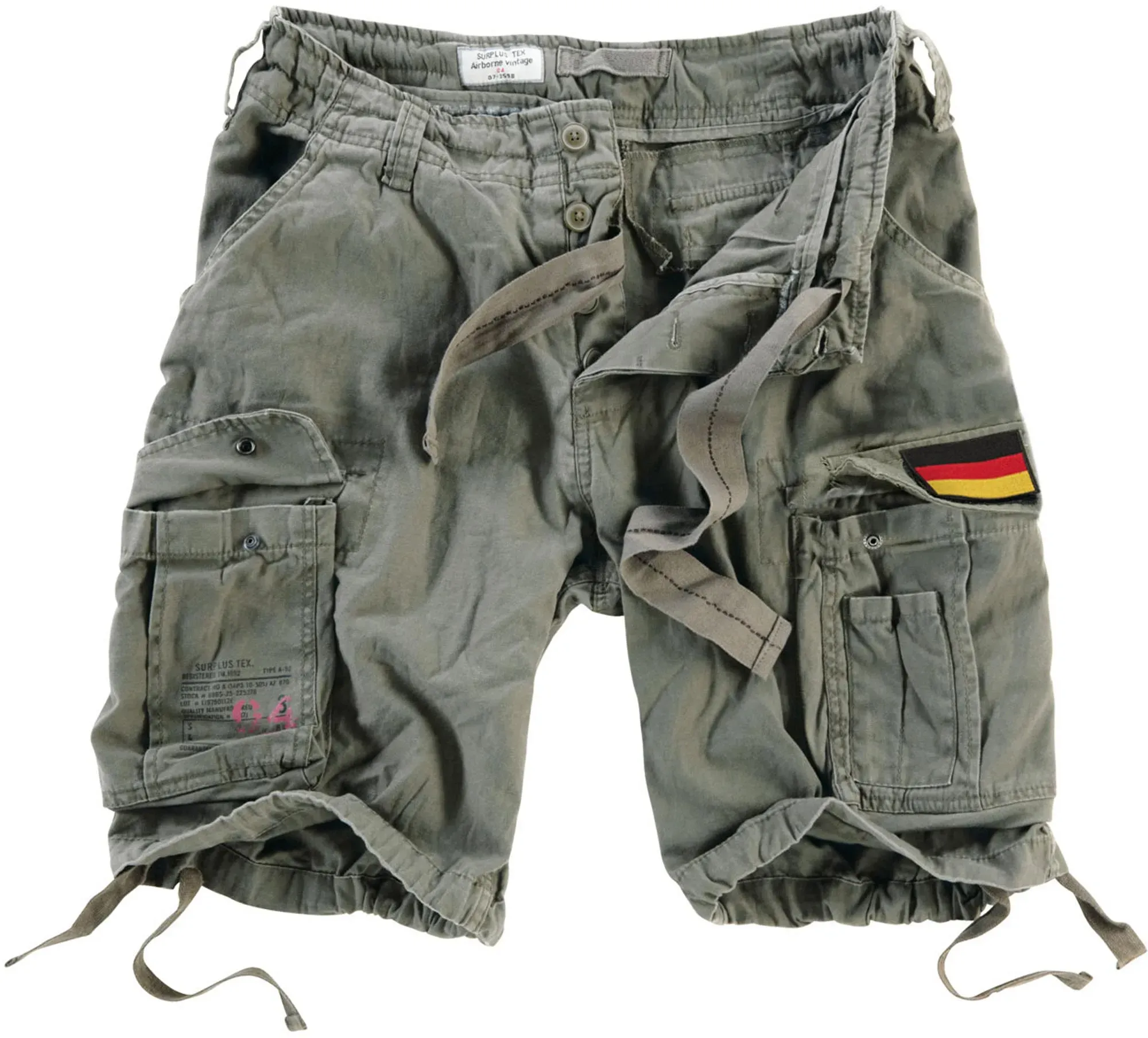 Surplus Airborne Vintage Patch Kurze Hose, grün, Größe S für Männer