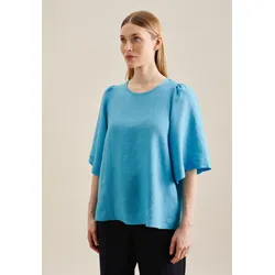 Shirtbluse »Schwarze Rose«, Kurzarm Rundhals Uni, Gr. XXL (44), türkis, , 53366546-44