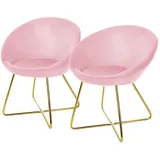 ML-Design – Esszimmerstühle 2er Set – Rosa Samt | runde Rückenlehne, goldene Metallbeine, ergonomisch gepolstert