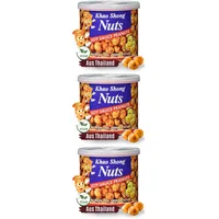 Khao Shong Erdnüsse mit Sojasauce, knackige Erdnüsse mit würziger Sojasoße überzogen, knusprige Nüsse, salziger Snack für unterwegs, (1 x 140 g Dose) (Packung mit 3)