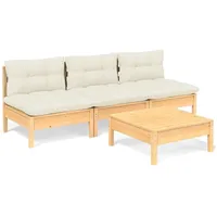 vidaXL Garten-Lounge-Set 4-tlg. creme Kiefernholz