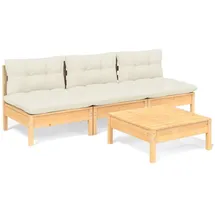 vidaXL Garten-Lounge-Set 4-tlg. creme Kiefernholz