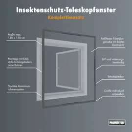 Primaster Fliegenschutz-Teleskopfenster 130 x 150 cm Anthrazit