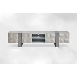 KAWOLA MARGO Lowboard 180/42/40 cm Grau/Edelstahl gebürstet