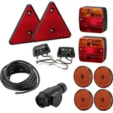 Wiltec Rückleuchten Set für Anhänger 12-teilig mit 13-poligem Stecker und 5 m Kabel