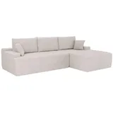 Juskys Eckcouch Cord 3-Sitzer Beige